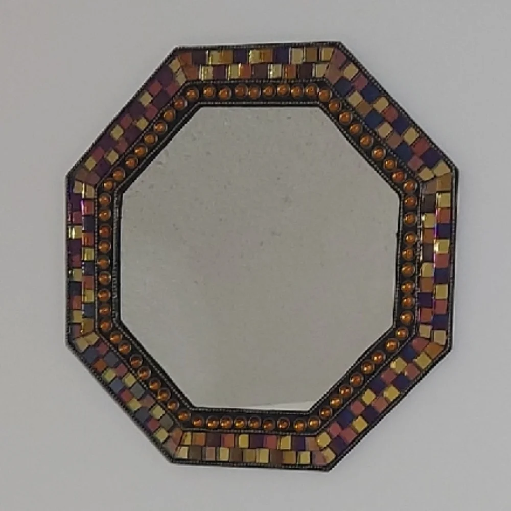 PartyLite Global Fusion Octagonal Mosaic Mirror & Candle Tray P9713